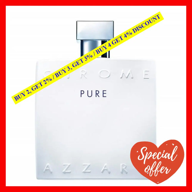 Azzaro Chrome Pure Eau De Toilette For Men 3.4 Oz / 100 Ml