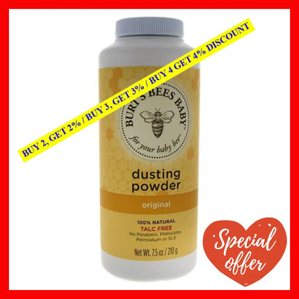 Baby Bee Dusting Powder Original By Burts Bees For Kids - 7.5 Oz
