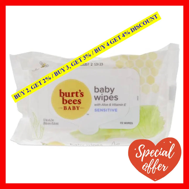 Baby Bee Wipes By Burts Bees For Kids - 72 Count
