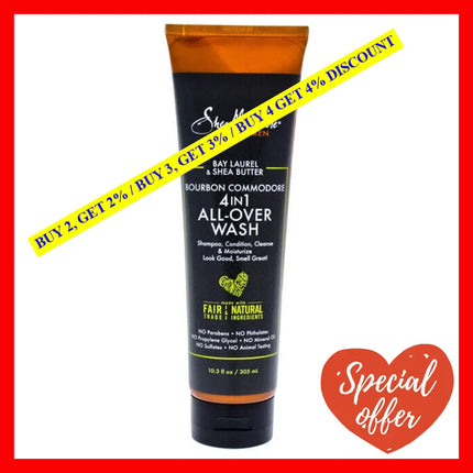 Bay Laurel And Shea Butter Bourbon Commodore 4-In-1 All-Over-Wash By Moisture For Unisex - 10.3 Oz