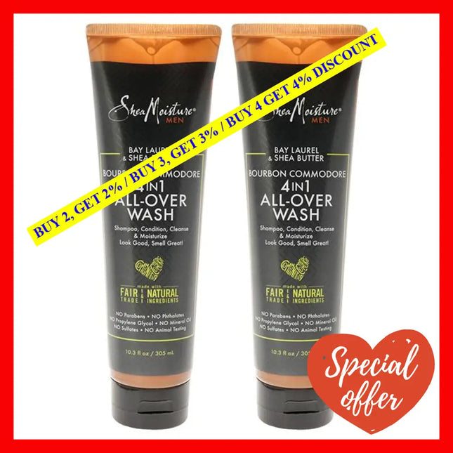 Bay Laurel And Shea Butter Bourbon Commodore 4-In-1 All-Over-Wash - Pack Of 2 By Moisture For