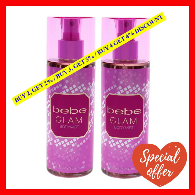 Bebe Glam By For Women - 8.4 Oz Body Mist Pack Of 2