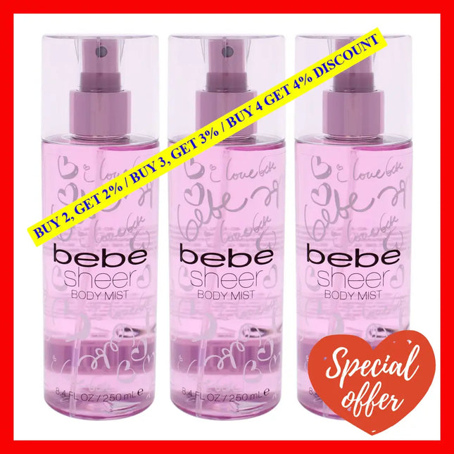 Bebe Silver By For Women - 8.4 Oz Body Mist Pack Of 3