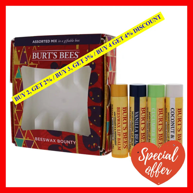 Beeswax Bounty Set - Assorted Mix By Burts Bees For Unisex 4 Pc X 0.15Oz Lip Balm Vanilla Bean
