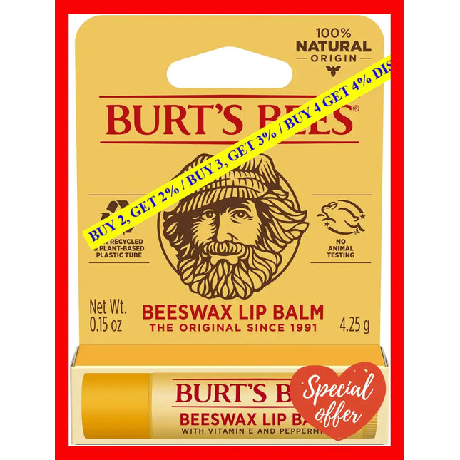 Beeswax Lip Balm With Vitamin E Peppermint By Burts Bees For Unisex - 0.15 Oz