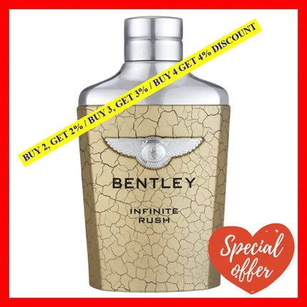 Bentley Infinite Rush Eau De Toilette For Men 3.4 Oz / 100 Ml