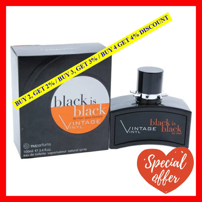 Black Is Vintage Vinyl By Nuparfums For Men - 3.4 Oz Edt Spray