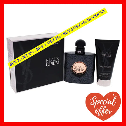 Black Opium By Yves Saint Laurent For Women - 2 Pc Gift Set 1.6Oz Edp Spray Body Lotion
