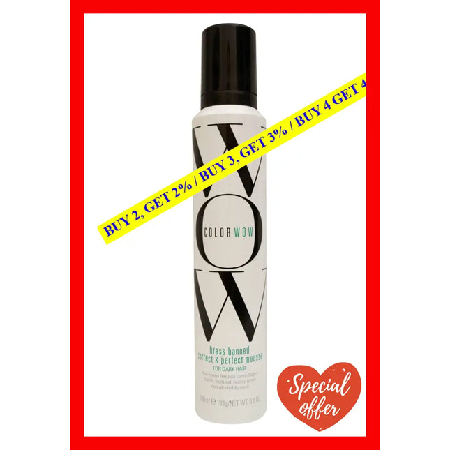 Brass Banned Correct And Perfect Mousse For Dark Hair By Color Wow For Unisex - 6.8 Oz