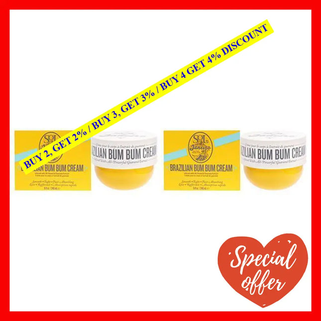 Brazilian Bum Cream By Sol De Janeiro For Unisex - 8.1 Oz Body Lotion Pack Of 2
