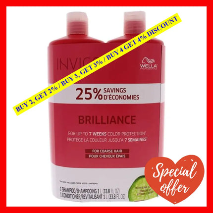 Brilliance Shampoo And Conditioner For Coarse Colored Hair Duo By Wella For Unisex - 2 X 33.8 Oz