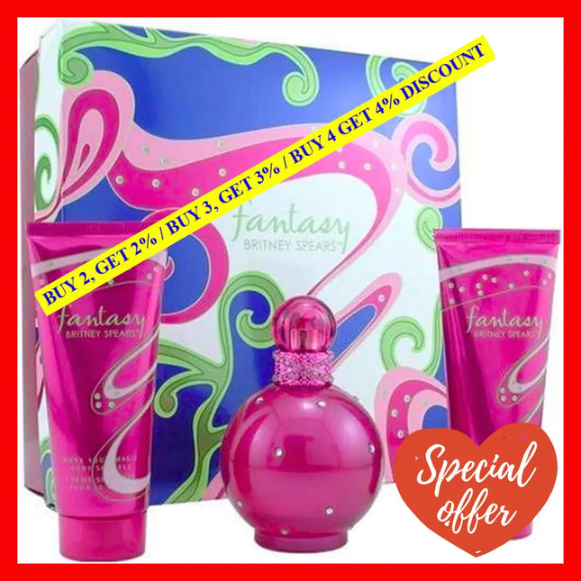 Britney Spears Fantasy 3Pc Gift Set For Women: 3.3Oz Eau De Parfumand Body Lotionand Shower Gel