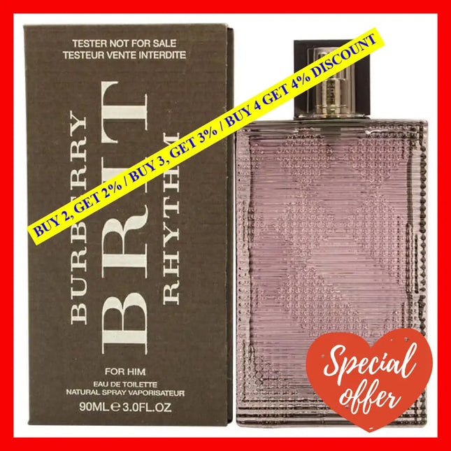 Burberry Brit Rhythm By For Men - 3 Oz Edt Spray (Tester)