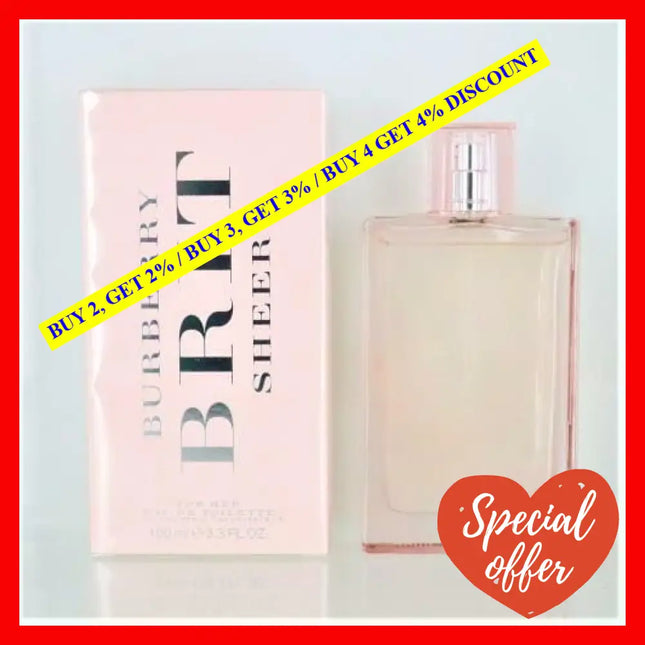 Burberry Brit Sheer By For Women - 3.3 Oz Edt Spray