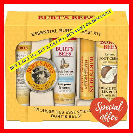 Burt’s Bees Gifts 5 Body Care Products Everyday Essentials Set - Original Beeswax Lip Balm Deep