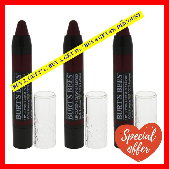 Burts Bees Lip Crayon - 411 Redwood Forest By For Women 0.11 Oz Lipstick Pack Of 3