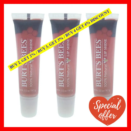 Burts Bees Lip Shine - 013 Peachy By For Women 0.5 Oz Gloss Pack Of 3