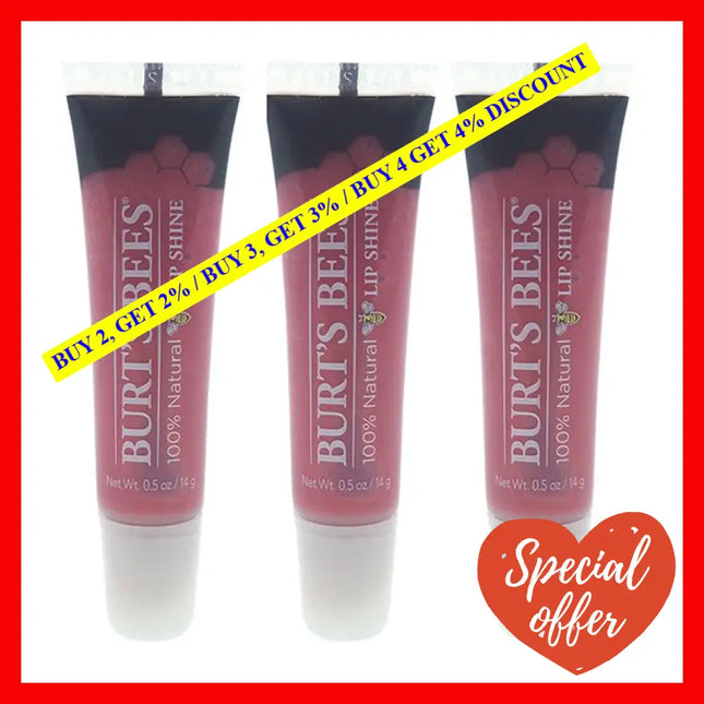 Burts Bees Lip Shine - 020 Blush By For Women 0.5 Oz Gloss Pack Of 3