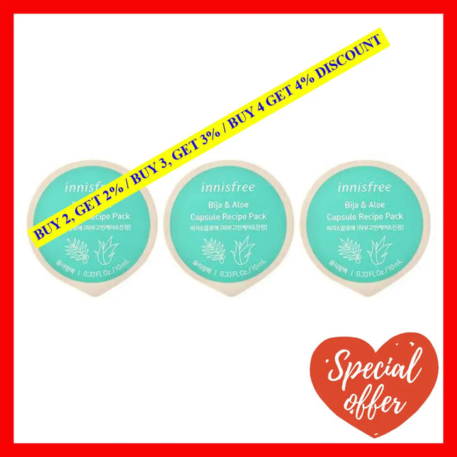 Capsule Recipe Pack Mask - Bija And Aloe By Innisfree For Unisex 0.33 Oz Of 3