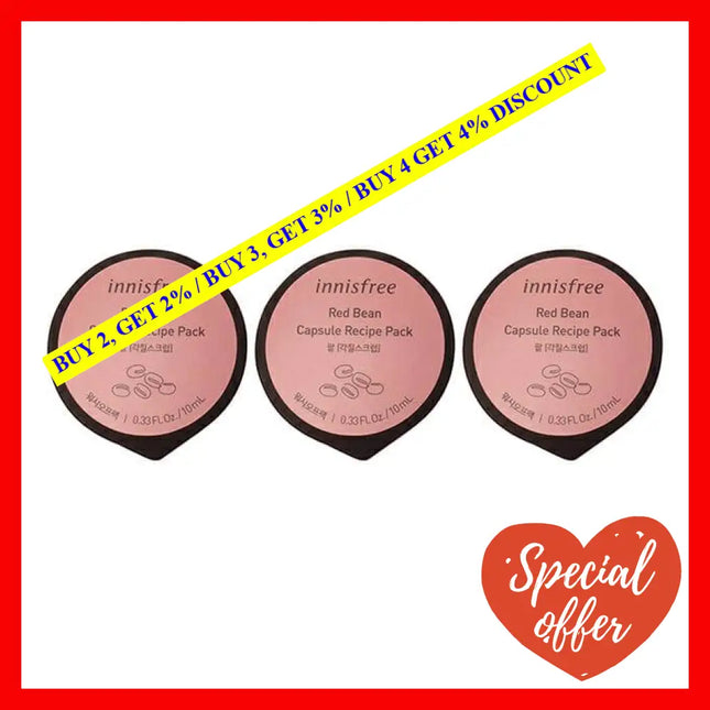 Capsule Recipe Pack Mask - Red Bean By Innisfree For Unisex 0.33 Oz Of 3