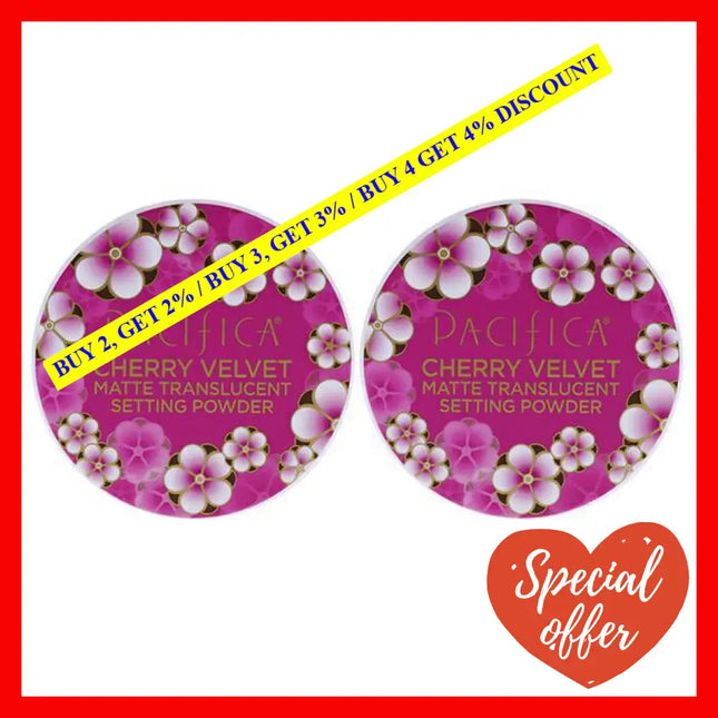 Cherry Velvet Matte Setting Translucent Powder By Pacifica For Women - 0.45 Oz Pack Of 2