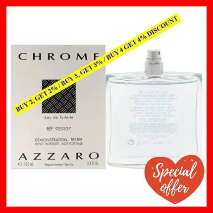 Chrome By Azzaro For Men - 3.4 Oz Edt Spray (Tester)