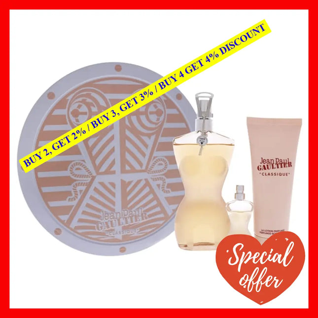 Classique By Jean Paul Gaultier For Women - 3 Pc Gift Set 3.4 Oz Edt Spray 0.2Oz 2.5Oz Perfumed
