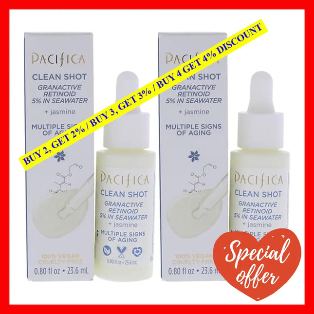 Clean Shot Granactive Retinoid 5 Percent In Seawater By Pacifica For Unisex - 0.8 Oz Serum Pack Of 2