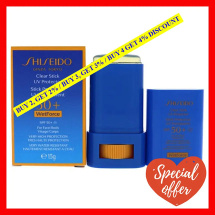 Clear Stick Uv Protector Wetforce Spf 50 By Shiseido For Unisex - 0.52 Oz Sunscreen