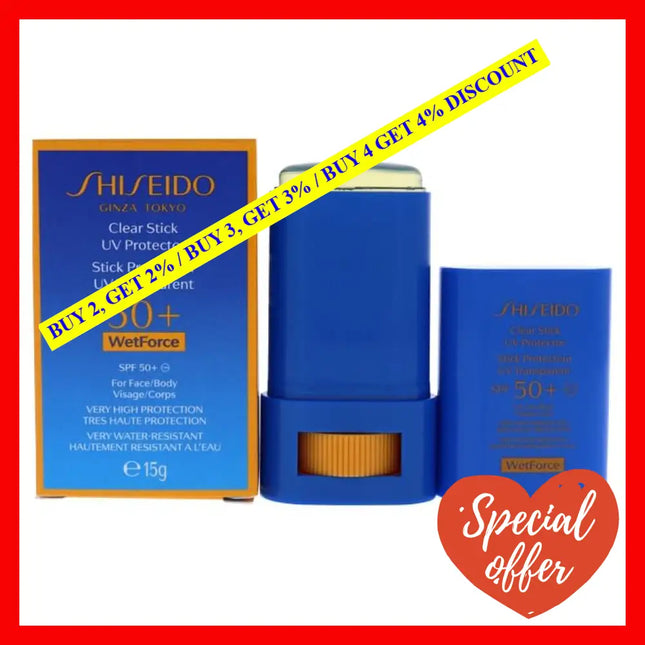 Clear Stick Uv Protector Wetforce Spf 50 By Shiseido For Unisex - 0.52 Oz Sunscreen
