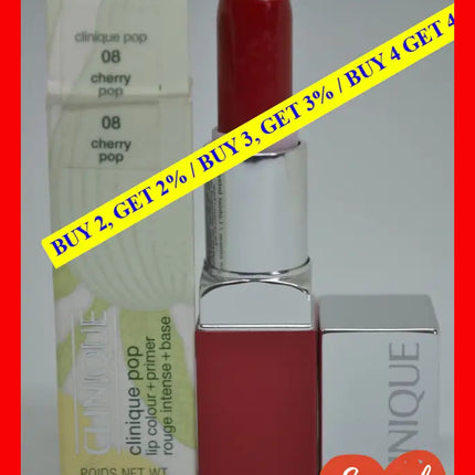 Clinique Pop Lip Colour + Primer - 08 Cherry By For Women 0.13 Oz Lipstick