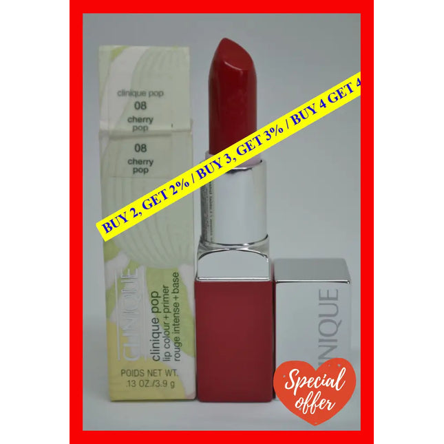 Clinique Pop Lip Colour + Primer - 08 Cherry By For Women 0.13 Oz Lipstick