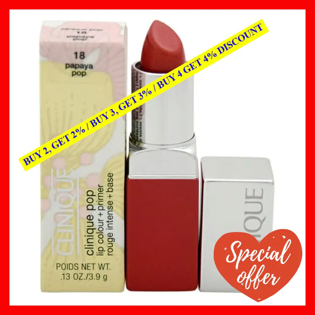 Clinique Pop Lip Colour + Primer - 18 Papaya By For Women 0.1 Oz Lipstick