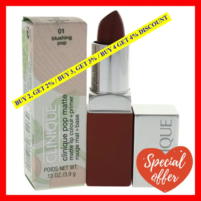 Clinique Pop Matte Lip Colour + Primer - 01 Blushing By For Women 0.13 Oz Lipstick