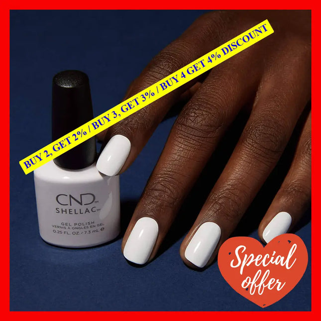 Cnd Shellac Gel Nail Polish Long-Lasting Nailpaint Color With Curve-Hugging Brush White 0.25 Fl Oz
