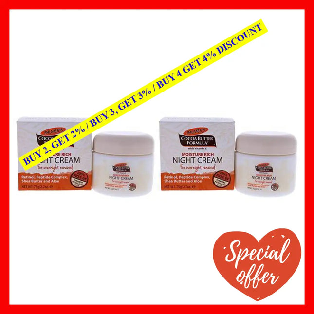 Cocoa Butter Moisture Rich Night Cream - Pack Of 2 By Palmers For Unisex 2.7 Oz