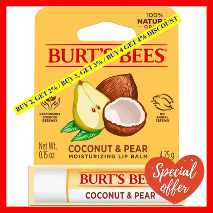 Coconut And Pear Moisturizing Lip Balm Blister By Burts Bees For Unisex - 0.15 Oz