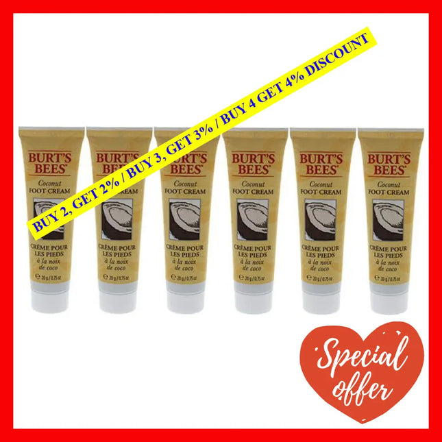 Coconut Foot Cream By Burts Bees For Unisex - 0.75 Oz Pack Of 6