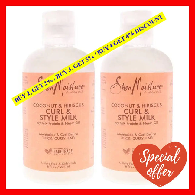 Coconut & Hibiscus Curl Style Milk - Pack Of 2 By Shea Moisture For Unisex 8 Oz Cream