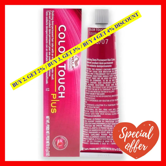 Color Touch Plus Haircolor - 88/07 Intense Light Blonde/Natural Brown By Wella For Unisex 2 Oz Hair