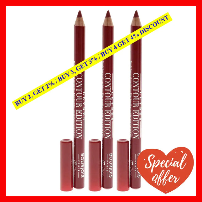 Contour Edition Lip Liner - 07 Cherry Boom By Bourjois For Women 0.04 Oz Pack Of 3