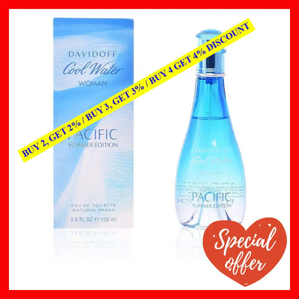 Cool Water Pacific By Davidoff For Women - 3.4 Oz Edt Spray (Summer Edition)