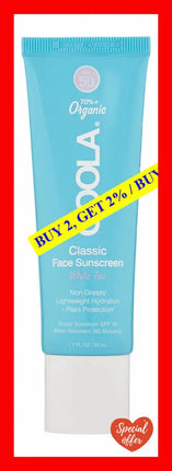 Coola Classic Face Organic Sunscreen Lotion Spf 50 White Tea - 1.7 Oz