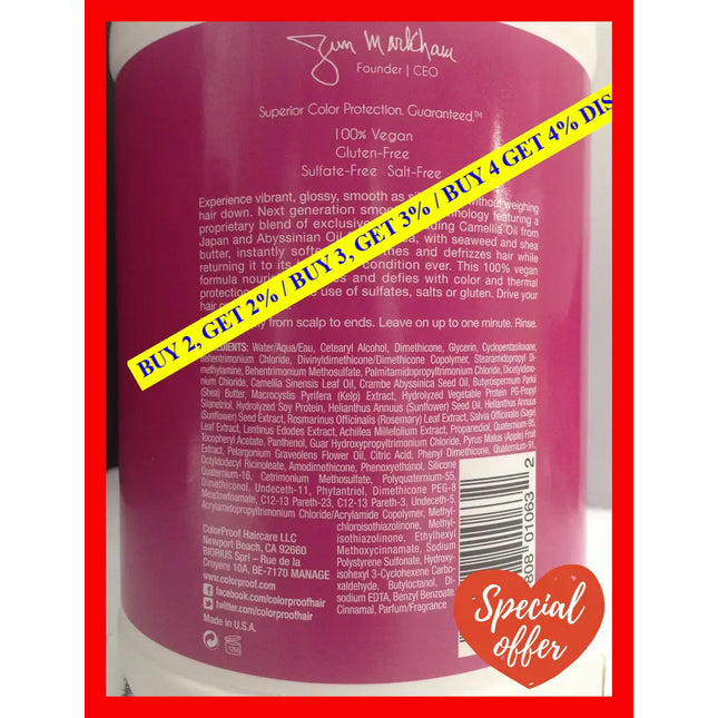 Crazysmooth Anti-Frizz Conditioner By Colorproof For Unisex - 64 Oz