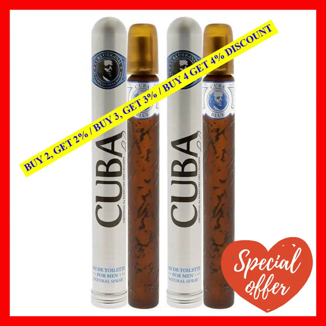 Cuba Blue By For Men - 1.2 Oz Edt Spray Pack Of 2