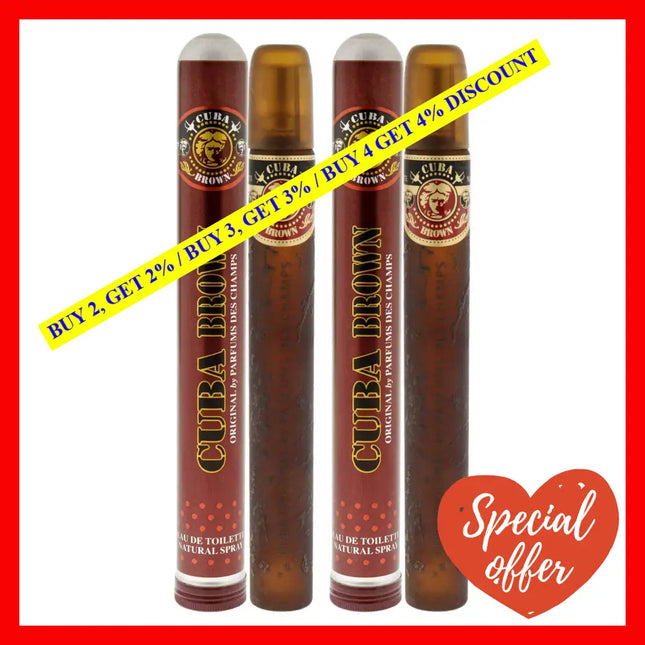 Cuba Brown By For Men - 1.17 Oz Edt Spray Pack Of 2