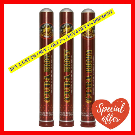 Cuba Brown By For Men - 1.17 Oz Edt Spray Pack Of 3