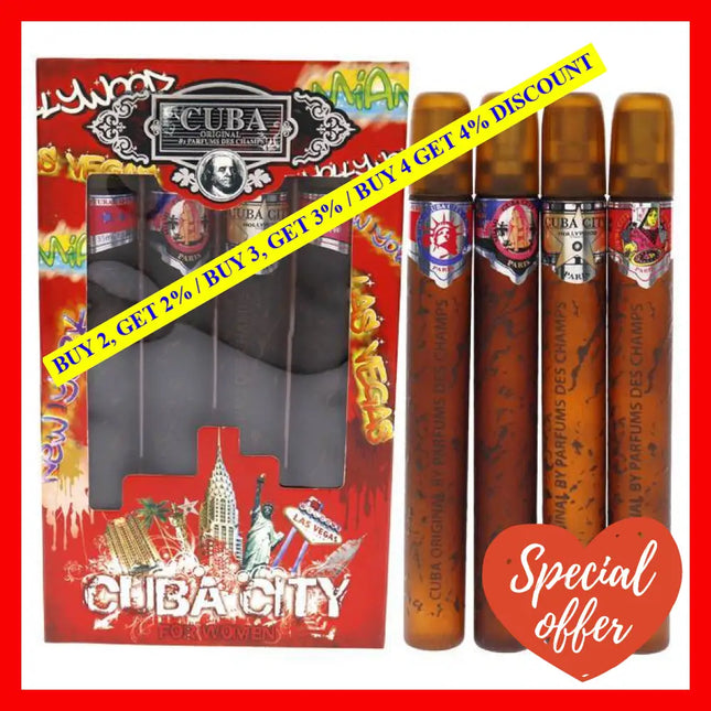 Cuba City By For Women - 4 Pc Gift Set 1.17Oz Hollywood Vegas Miami New York