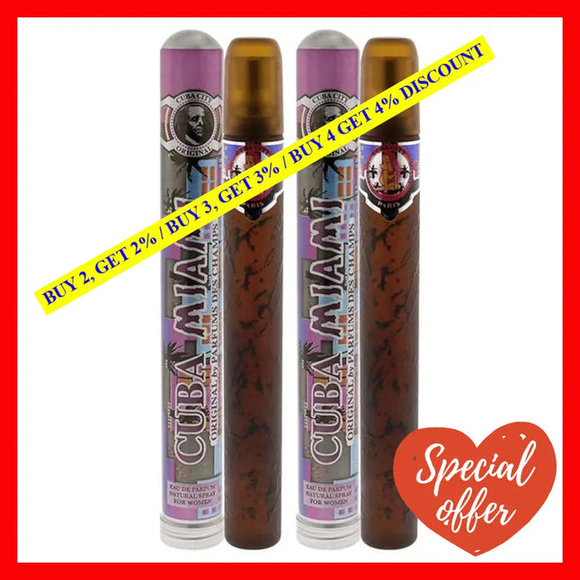 Cuba City Miami By For Women - 1.17 Oz Edp Spray Pack Of 2