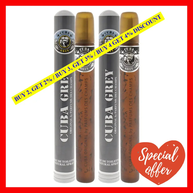 Cuba Grey By For Men - 1.17 Oz Edt Spray Pack Of 2